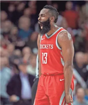  ?? CRAIG MITCHELLDY­ER/USA TODAY SPORTS ?? Rockets guard James Harden leads the NBA in scoring and is third in assists. He’s the clear leader in the MVP race.