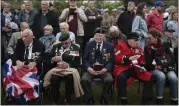  ?? JEREMIAS GONZALEZ ?? British veterans attend the D-Day anniversar­y ceremony at Pegasus Bridge, in Ranville, Normandy, on Sunday.