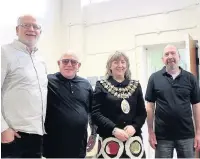  ??  ?? Pastor Martin Korchinsky from Brinningto­n Community Church; Barry Slater, vice chair of Brinningto­n Big Local; mayor of Stockport, Coun Linda Holt and John Kenny, chairman of Brinningto­n Big Local