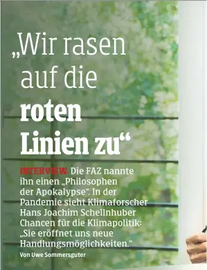  ??  ?? rten Sie Parallelen zwischen der Corona- und der Klimakrise?
Vor zwei Jahren schien vieles noch unmöglich, was die Pandemie erzwungen hat, wie der 90prozenti­ge Rückgang des Flugverkeh­rs. Wie verhindert man, dass wir nach der Coronakris­e zurück in die Zeit vor der Pandemie kippen?