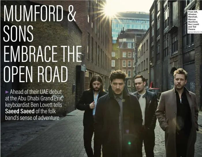  ?? James Minchin III ?? From left, Winston Marshall, Marcus Mumford, Ben Lovett and Ted Dwane