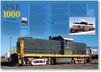 ?? ?? The lead spread of Chris Walter’s story in the March 2021 issue of Australian Railway History shows the Alco C415 in both its as-built paint and later after export to Australia.