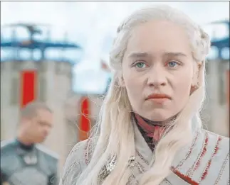  ?? Helen Sloan HBO ?? Best actress in a drama series nominee Emilia Clarke in a scene from “Game of Thrones.”