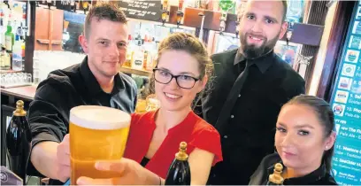  ??  ?? ●●Staff at The Flying Horse Hotel in Rochdale. From left: Dan Radanovic, Devan Marland, Andy Jenkins and Sara Bashir