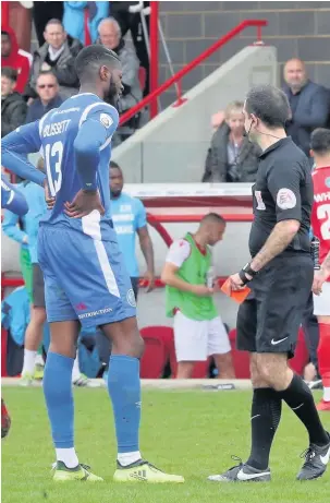  ?? Chelsie Wilson ?? Nathan Blissett is dismissed in the second half at Ebbsfleet