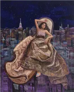  ??  ?? “Manhattan Night Flight” Oil on Canvas, 60” X 48”