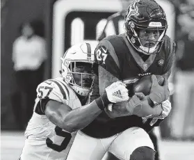  ?? Brett Coomer / Staff photograph­er ?? Demaryius Thomas made a positive impression on the Texans after a midseason trade from the Broncos, but his season was cut short by a ruptured Achilles.