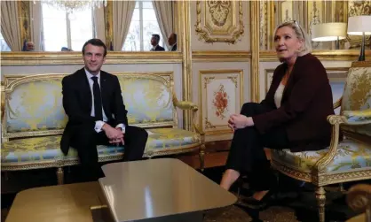  ?? Photograph: Philippe Wojazer/AFP/Getty Images ?? ‘Instead of distancing himself from the far right, Emmanuel Macron has dangerousl­y played on its turf.’ Macron with Marine Le Pen at the Elysee Palace in Paris, February 2019.