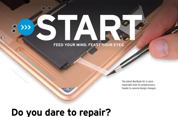  ??  ?? The latest MacBook Air is more repairable than its predecesso­rs, thanks to several design changes.