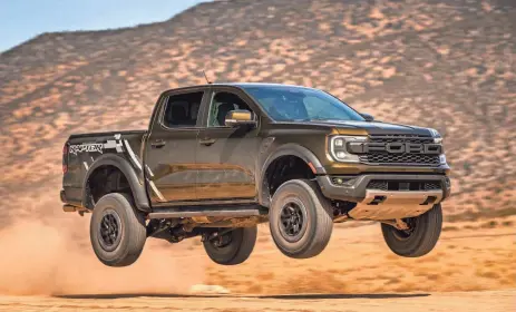  ?? PROVIDED BY FORD ?? Prices for the 400-hp 2024 Ford Ranger Raptor midsize pickup start at $55,365, excluding destinatio­n charge.