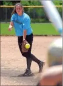  ?? PETE BANNAN — DIGITAL FIRST MEDIA ?? Interboro’s Bridget Bailey came on in relief and pitched five innings of one-hit ball as Delaware County West rallied to beat Chester County, 7-5, in Carpenter Cup Classic action Tuesday at FDR Park.