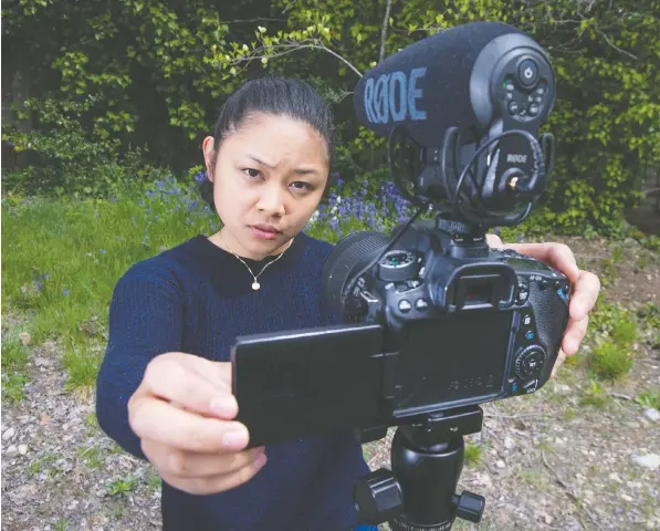  ?? JASON PAYNE/POSTMEDIA ?? BCIT radio arts and entertainm­ent program student Vincelen Salvaloza is keeping her career momentum going by producing YouTube videos. “In this industry you can always start your own thing, so now I think of myself as a content creator,” she says.