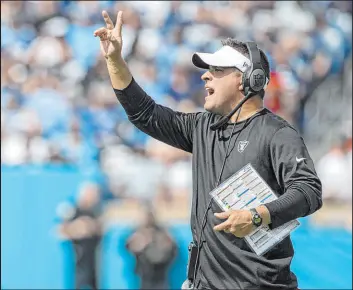  ?? Heidi Fang Las Vegas Review-journal @Heidifang ?? Raiders head coach Josh Mcdaniels has only spelled out victory once through five games, but the team has shown it believes in him despite the struggles.