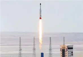  ?? — Reuters file picture ?? Simorgh rocket is launched and tested at the Imam Khomeini Space Centre, Iran.