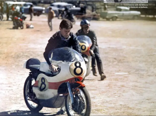  ??  ?? BELOW Osborne with the RD56 in the dusty pits at Bathurst.