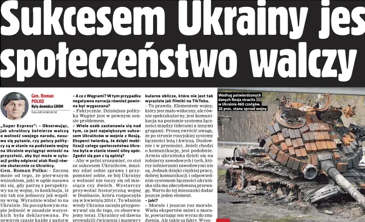  ?? Foto ARCHIWUM SE ?? Według potwierdzo­nych danych Rosja straciła w Ukrainie 460 czołgów. 20 proc. stanu sprzed wojny