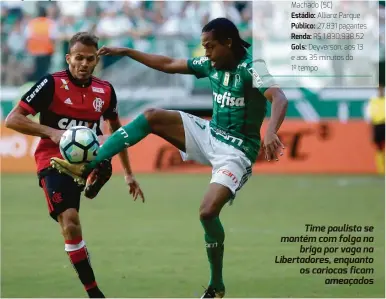  ??  ?? Staff Images/Flamengo/Fotos Públicas Time paulista se mantém com folga na briga por vaga na Libertador­es, enquanto os cariocas ficam ameaçados