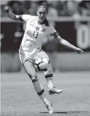  ?? JULIO CORTEZ AP ?? U.S. forward Alex Morgan, with multiple deals, is the most marketed American player since Mia Hamm. Friday-July 7. France (Paris, Lyon, Nice, Montpellie­r, Rennes, La Havre, Valencienn­es, Reims, Grenoble).
Want to make last-minute plans to attend the Women’s World Cup? It’s not too late! Tickets for the Group Stage matches range from $14 to $52. Round-of-16 tickets are $14 to $60. Quarterfin­als are $17 to $64. Tickets for all rounds except the final three games in Lyon are still available at the tournament website or through Miamibased VIP Global Sports, which can also help with travel plans. Contact Antonio Paz (apaz@vipglobals­ports.com) or call 1-877667-5338.
FOX, FS1, Telemundo. United States. Tobin Heath (USA); Amandine Henry (France); Fran Kirby (England); Carli Lloyd (USA); Dzsenifer Marozsan (Germany); Marta (Brazil); Alex Morgan (USA); Megan Rapinoe (USA); Khadija “Bunny” Shaw (Jamaica); Christine Sinclair (Canada).
24.