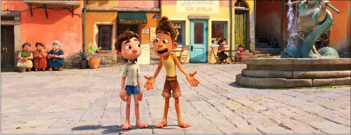  ?? PIXAR ANIMATION STUDIOS ?? Luca (voiced by Jacob Tremblay), left, and Alberto (Jack Dylan Grazer) become fast friends in “Luca.”