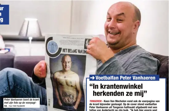  ?? Foto TOM PALMAERS ?? Peter Vanhaeren toont de krant met zijn foto op de voorpagina.