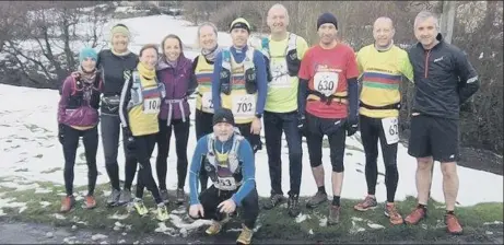  ??  ?? The 11 club members who tackled the Eskdale Eureka Fell Race in testing conditions