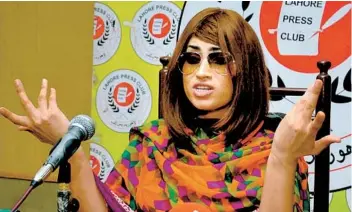  ?? M. JAMEEL ASSOCIATED PRESS ?? Pakistani fashion model Qandeel Baloch, shown in 2016, was strangled by her brother.