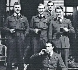  ??  ?? Cobb, left, with fellow officers at their base in Devon: later in life he flew jet fighters and helicopter­s