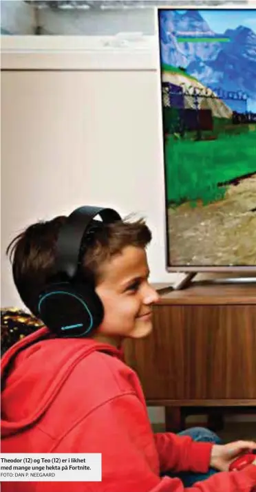  ?? FOTO: DAN P. NEEGAARD ?? Theodor (12) og Teo (12) er i likhet med mange unge hekta på Fortnite.