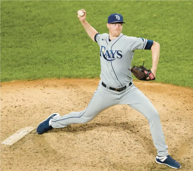  ?? ?? Bay Rays relief pitcher Pete Fairbanks delivers during the ninth inning against the White Sox on June 14, 2021, in Chicago. ARMANDO L. SANCHEZ/CHICAGO TRIBUNE