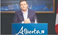  ?? GOVERNMENT OF ALBERTA ?? Alberta Premier Jason Kenney suggested his people were justified in using new air travel rules, with testing before
and after trips, to encourage flying and help WestJet.