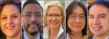  ?? COURTESY PHOTOS ?? The five candidates running for San Jose's District 3seat are, from left, Joanna Rauh, Omar Torres, Irene Smith, Elizabeth Chien-Hale and Ivan Torres.