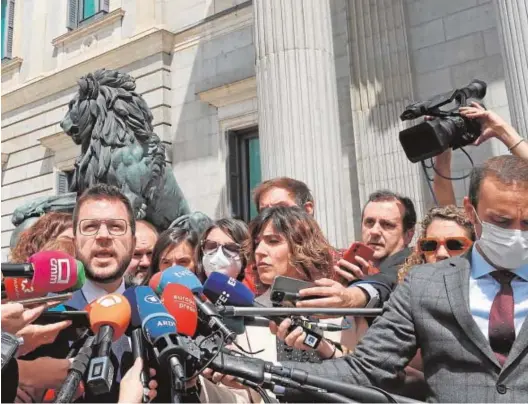  ?? // JAIME GARCÍA ?? Pere Aragonès, ayer, tras su ronda de reuniones en el Congreso