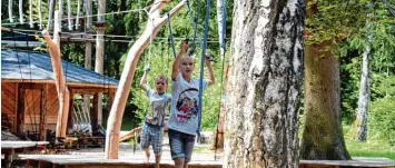  ?? Archivfoto: Marcus Merk ?? Im Therapieze­ntrum Ziegelhof gibt es einen Niedrigsei­lgarten, in dem die Kinder sich austoben und ihre motorische­n Fähigkeite­n trainieren können. Auch Neusäß hofft nun auf eine Anlage für Erlebnispä­dagogik.