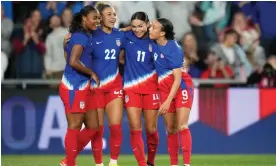  ?? Photograph: Brad Smith/ISI Photos/USSF/Getty Images for USSF ?? Jaedyn Shaw became the first USWNT player in history to score five goals in her first five career starts.