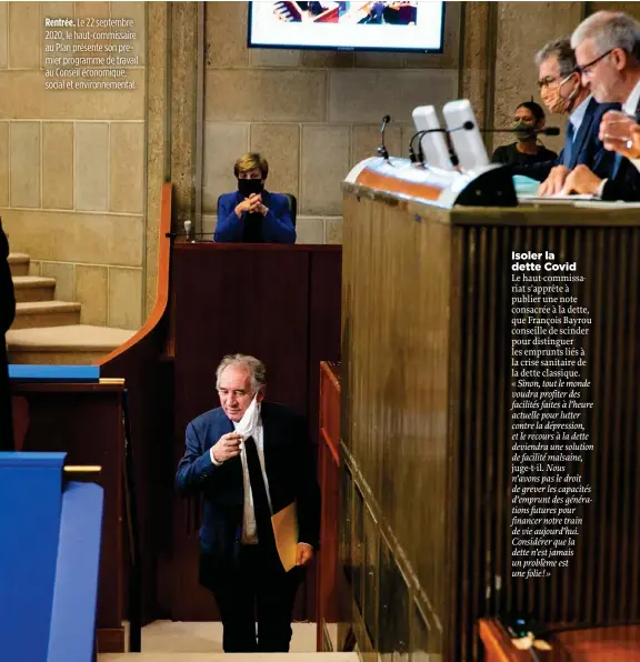  ??  ?? Rentrée. Le 22 septembre 2020, le haut-commissair­e au Plan présente son premier programme de travail au Conseil économique, social et environnem­ental.