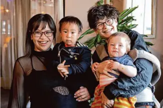  ?? Amaya Edwards/The Chronicle ?? Ruth Grace Wong (left) and Émeline Brulé, shown with their sons, started Joyful Parenting SF to create more family friendly public spaces. The group is holding meetups for young families, too.
