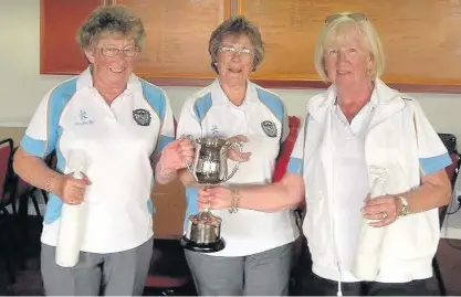  ??  ?? Bowled Ladies Triples Winners 2015 at Kingswood Bowling Club – Alison Roberston, Joan Whitehill and Margaret Sanderson