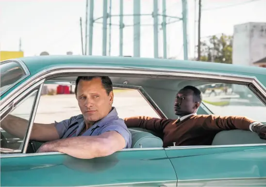  ?? Patti Perret / Participan­t Media / DreamWorks Pictures / Universal Pictures ?? In the Mill Valley Film Festival opening-night film, “Green Book,” bouncer Tony Lip (Viggo Mortensen, left) drives Don Shirley (Mahershala Ali) on a tour of the Deep South during the 1960s. Ali and director Peter Farrelly will be at the screening.