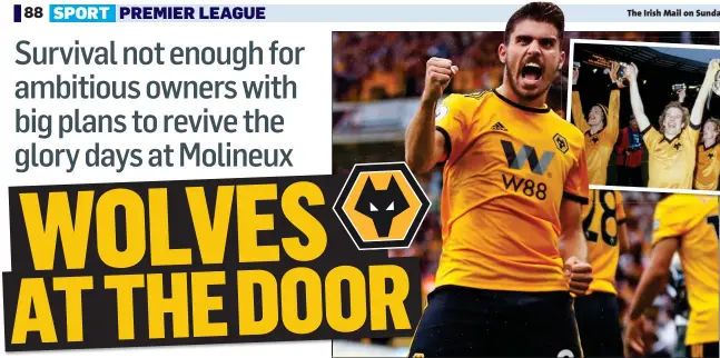  ??  ?? GOLDEN DAYS: Ruben Neves celebrates this season as his side try to emulate the success of the last Wolves team to win a major trophy in 1980 when Andy Gray (inset, centre) and John Richards (right), raised the League Cup