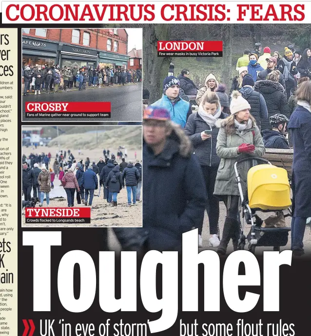  ??  ?? TYNESIDE Crowds flocked to Longsands beach
Few wear masks in busy Victoria Park