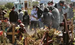  ?? Marco Ugarte / Associated Press ?? Relatives bury Isaac Nolasco, who died of reasons not believed related to COVID-19, in the municipal cemetery of Valle de Chalco, Mexico.