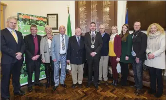  ??  ?? Ciaran Hayes, Hubert Keaney, Deirdre Healy Mc Gowan, Tom McSharry, Roddy McGuinn, Thomas Healy, Eddie Waters, Cathy Fletcher, Cassandra Mooney, Bernard Hynes and Cllr. Marie Casserly.