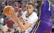  ?? NWA Democrat-Gazette/J.T. WAMPLER ?? in which Arkansas has won 6 of 7 games, Razorbacks freshman Daniel Gafford is averaging 15 points, 7 rebounds and 3 blocked shots.