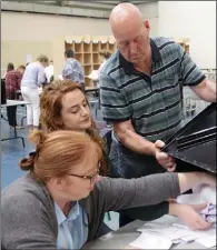  ??  ?? AT THE COUNT CENTRE IN WEXFORD: Caroline Crowe, Rachel Creane and