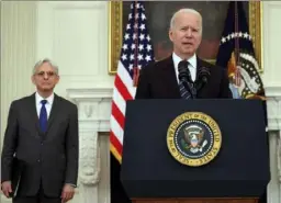  ?? Kevin Dietsch / Getty Images ?? U.S. President Joe Biden speaks on gun crime prevention measure at the White House on June 23. Biden pledged to aggressive­ly go after illegal gun dealers and to boost federal spending in aid to local law enforcemen­t.