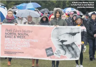  ?? PACEMAKER ?? A Both Lives Matter march in Falls Park in west Belfast
yesterday