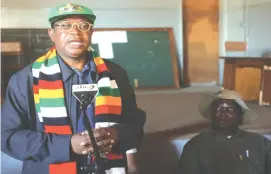  ?? ?? Minister of Finance and Economic Developmen­t Professor Mthuli Ncube addresses war veterans at the Zanu-PF offices at Davies Hall in Bulawayo yesterday. Listening is the provincial chair Cde Cephas Ncube