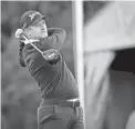  ?? ERIK WILLIAMS/USA TODAY SPORTS ?? Russell Knox of Scotland hits a tee shot on the first hole during the first round of the Valero Texas Open on Thursday in San Antonio.