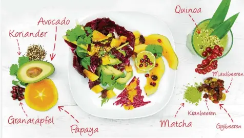  ?? Foto: Ghazi Ayed, Fotolia ?? Avocado, Papaya, Matcha, Quinoa und viele andere Lebensmitt­el werden unter dem Sammelbegr­iff „Superfood“angeboten. All diesen Lebensmitt­eln ist gemeinsam, dass sie nicht aus der Region kommen. Zwar haben sie auch viele Nährstoffe, doch der Hype um...