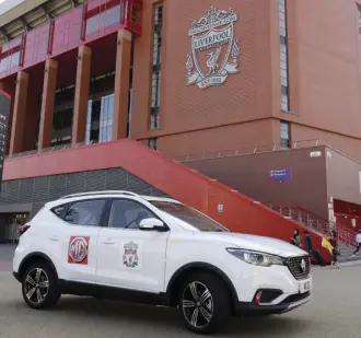  ??  ?? The MG ZS Crossover SUV at Liverpool FC’s legendary home arena, Anfield Stadium
